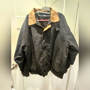 Armadillo Black Bomber Jacket Men’s XL Tan Collar Zip Front Windbreaker Style